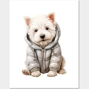 Winter West Highland White Terrier Dog Posters and Art